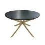 Round to Oval Black Wooden Extendable Dining Table with Gold Legs - Seats 4 - 6 - Reine