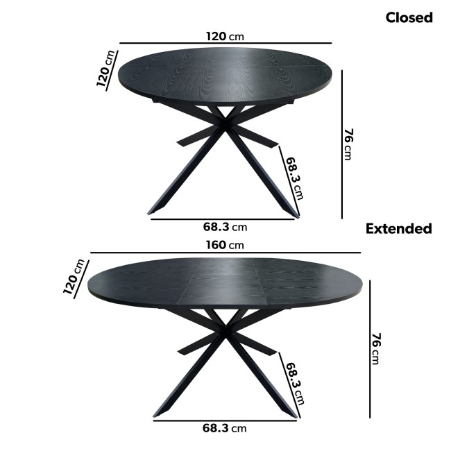 Black Wooden Extendable Dining Table Set with 4 Mink Boucle Chairs - Seats 4 - Reine