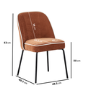 Set of 2 Burnt Orange Fabric Dining Chairs with Contrast Piped Detail - Celia