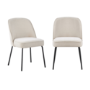 Set of 2 Beige Fabric Dining Chairs with Piped Detail - Leighton