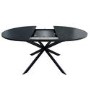 Black Wooden Extendable Dining Table Set with 4 Navy Velvet Chairs - Seats 4 - Reine