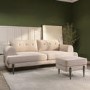 Beige Fabric 3 Seater Sofa and Footstool Set - Rosie