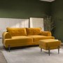 3 Seater Sofa and Footstool Set in Mustard Velvet - Rosie