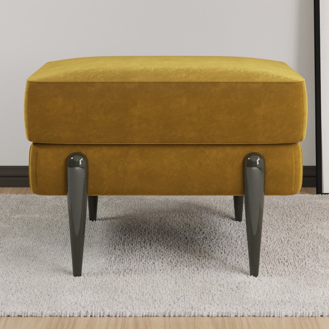 4 Seater Sofa and Armchair Set with Footstool in Mustard Velvet - Rosie