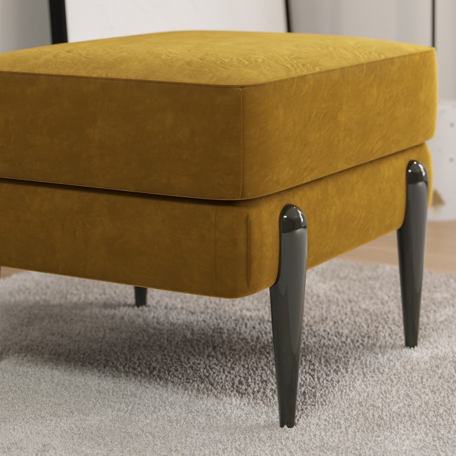 Small Mustard Velvet Footstool - Rosie