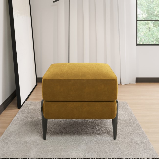 Small Mustard Velvet Footstool - Rosie