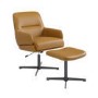 Tan Faux Leather Accent Chair with Footstool - Rowan