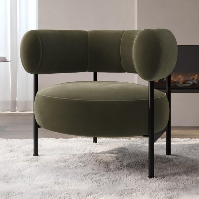 Green Velvet Curved Accent Chair - Romy