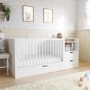 White Convertible Cot Bed with Drawer and Changer and Mattress 140 x 70 cm - Roscoe