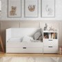 White Convertible Cot Bed with Drawer and Changer and Mattress 140 x 70 cm - Roscoe