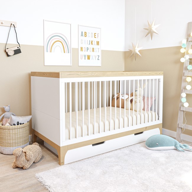 2 Piece Nursery Furniture Set with Cot Bed and Changing Table in White - Rue