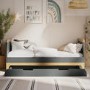 Grey and Wood Convertible Cot Bed with Drawer Storage and Mattress 140 x 70 cm - Rue 