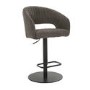 Set of 3 Curved Dove Grey Faux Leather Adjustable Bar Stools with Backs - Runa