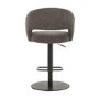 Set of 4 Curved Dove Grey Faux Leather Adjustable Swivel Bar Stools with Backs - Runa