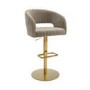 Set of 3 Curved Mink Matt Velvet Adjustable Swivel Bar Stool with Gold Base - Runa