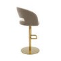 Set of 3 Curved Mink Matt Velvet Adjustable Swivel Bar Stool with Gold Base - Runa