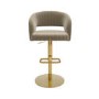 Set of 4 Curved Mink Matt Velvet Adjustable Swivel Bar Stools with Gold Base - Runa