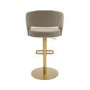 Set of 4 Curved Mink Matt Velvet Adjustable Swivel Bar Stools with Gold Base - Runa