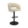 Set of 2 Beige Fabric Adjustable Swivel Curved Bar Stools with Black Base - Runa