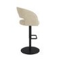 Set of 2 Beige Fabric Adjustable Swivel Curved Bar Stools with Black Base - Runa