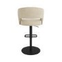 Set Of 3 Curved Beige Fabric Adjustable Swivel Bar Stools with Black Base - Runa