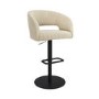 Set Of 4 Curved Beige Fabric Adjustable Swivel Bar Stools with Black Base - Runa