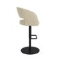 Set Of 4 Curved Beige Fabric Adjustable Swivel Bar Stools with Black Base - Runa