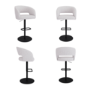 Set of 4 Curved Beige Boucle Adjustable Swivel Barstools with Black Metal Base - Runa