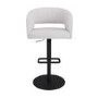 Set of 4 Curved Beige Boucle Adjustable Swivel Barstools with Black Metal Base - Runa