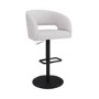 Set of 4 Curved Beige Boucle Adjustable Swivel Barstools with Black Metal Base - Runa