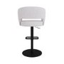 Set of 4 Curved Beige Boucle Adjustable Swivel Barstools with Black Metal Base - Runa