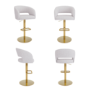 Set of 4 Curved Beige Boucle Adjustable Swivel Barstools with Gold Base - Runa