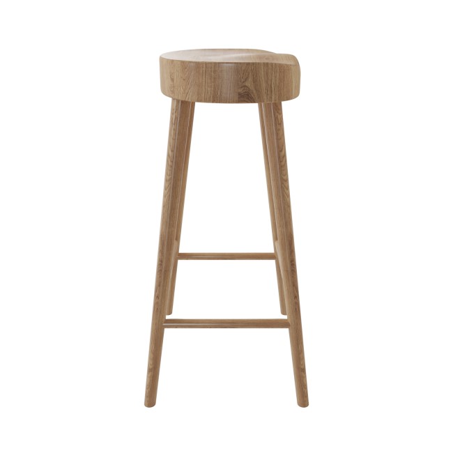 Set of 2 Solid Weathered Oak Kitchen Counter Stools - 70cm - Rayne