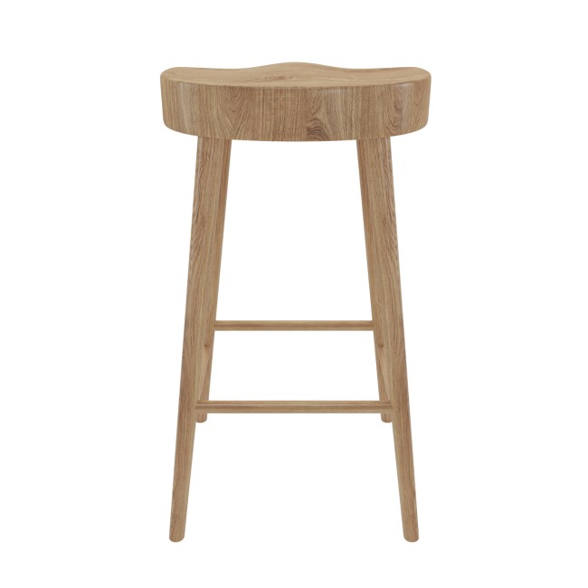 Set of 3 Solid Weathered Oak Kitchen Counter Stools - 70cm - Rayne