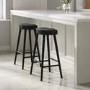 Set of 2 Black Solid Oak Kitchen Counter Stools - 70cm - Rayne