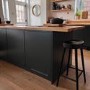 Set of 2 Black Solid Oak Kitchen Counter Stools - 70cm - Rayne