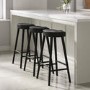 Set of 3 Black Solid Oak Kitchen Counter Stools - 70cm - Rayne