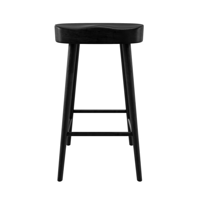 Set of 3 Black Solid Oak Kitchen Counter Stools - 70cm - Rayne