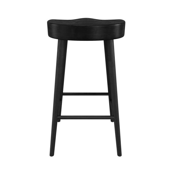 Set of 3 Black Solid Oak Kitchen Counter Stools - 70cm - Rayne