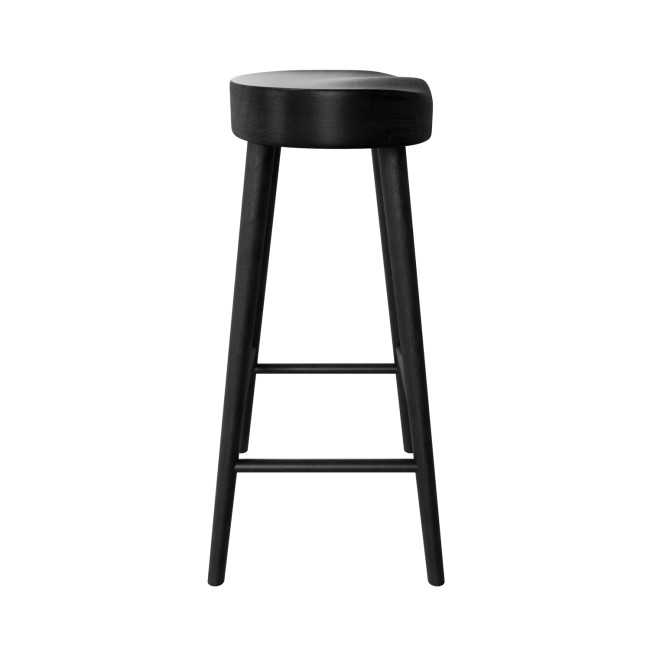 Black Solid Oak Kitchen Counter Stool - 70cm - Rayne