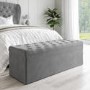 Grey Velvet King Size Ottoman Bed with Matching Blanket Box