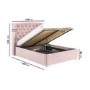 Pink Velvet Double Ottoman Bed with Blanket Box - Safina