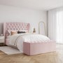 Pink Velvet Small Double Ottoman Bed with Blanket Box - Safina