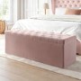 Ottoman Storage Blanket Box in Pink Velvet - Safina