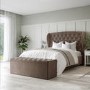 Mink Brown Velvet Double Ottoman Bed with Blanket Box - Safina