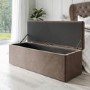 Mink Brown Velvet Double Ottoman Bed with Blanket Box - Safina