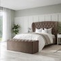 Mink Brown Velvet King Size Ottoman Bed with Blanket Box - Safina