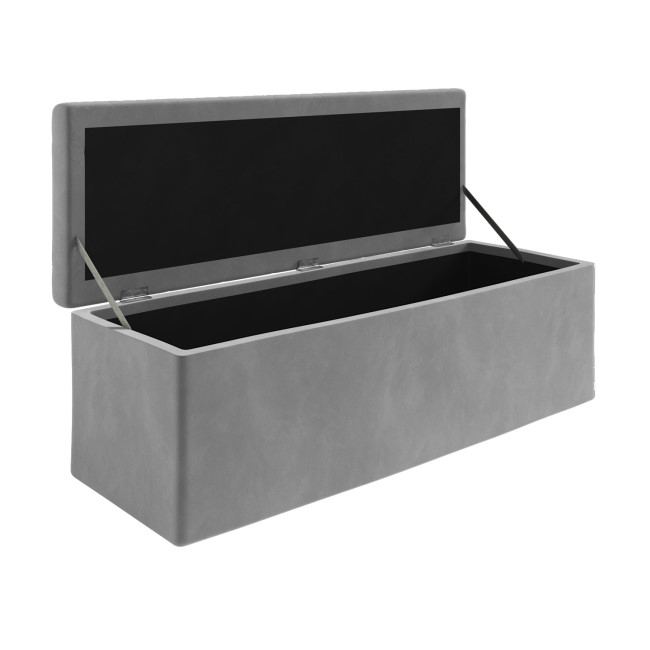 Grey Velvet Super King Ottoman Bed with Blanket Box - Safina