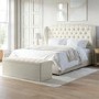 Cream Fabric Super King Ottoman Bed with Blanket Box - Safina