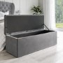 Grey Velvet Small Double Ottoman Bed with Blanket Box - Safina